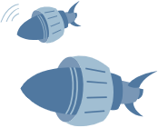 Darstellung eines Roboterfisches, um das Thema Unterwasser weiter zu illustrieren und den Oktopus nicht so alleine zu lassen.