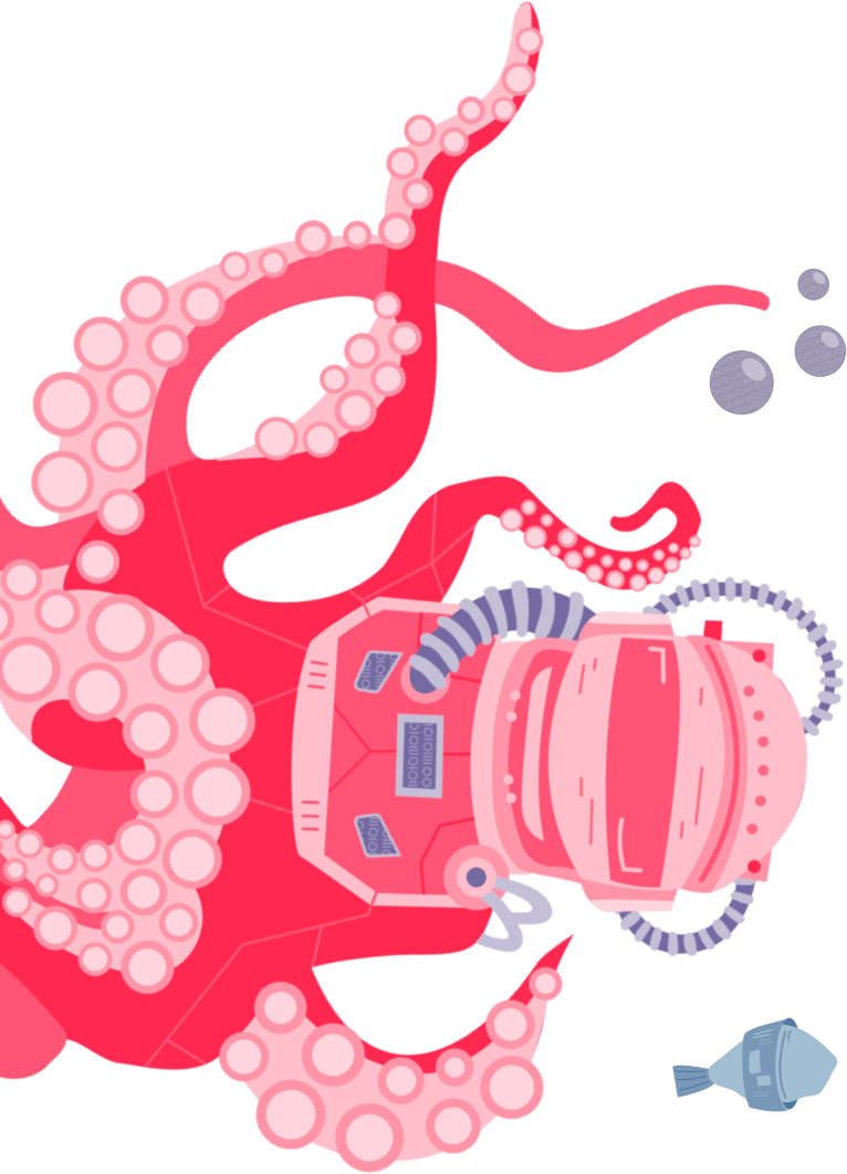 Für Desktop: Verkleinerter Oktopus als Symbol für die Vielseitigkeit der Software-Entwicklung und somit der Software_Entwickler