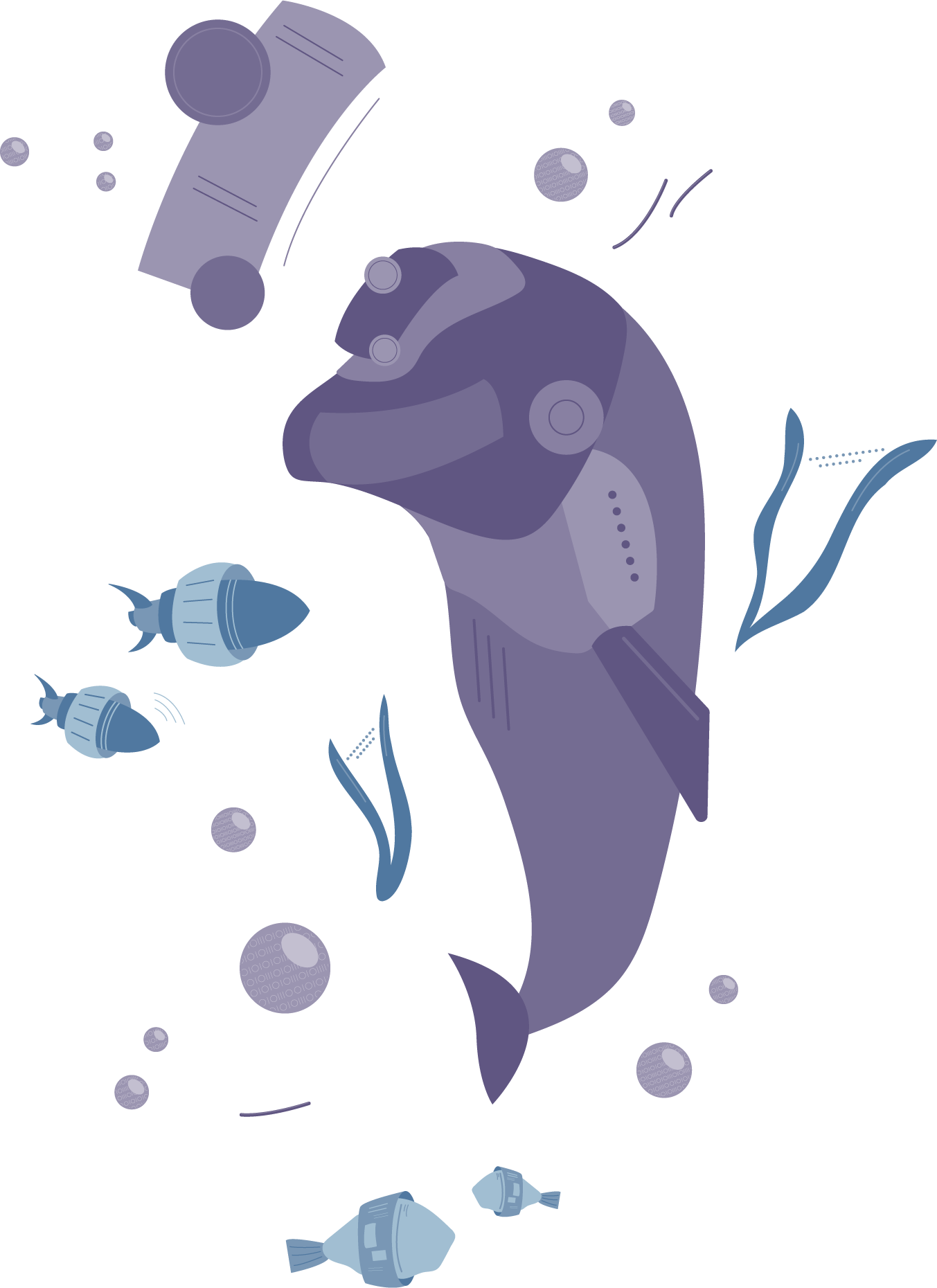 Technisch illustrierter Delfin
